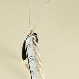 Carved Agate Comb Pendant Necklace