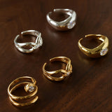 Minimalist Sleek Geometric Cubic Zirconia Open Ring
