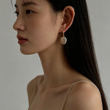 Minimal Elegant Inlaid Cubic Zirconia Baroque Freshwater Pearl Hook Earrings