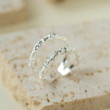 Molten Lava Texture Double-Band Hollow Open Ring