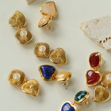 French Vintage Double-Stone Geometric Drop Earrings