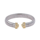 Pavé two-tone flexible cuff bracelet on white background