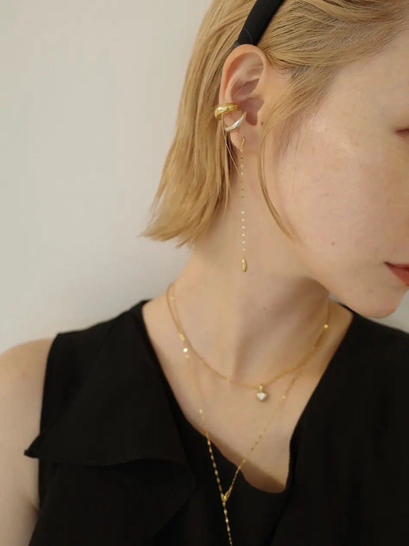 Teardrop Tassel Long Chain Drop Earrings - side view 3 | Floysun