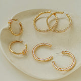 Vintage Hammered Mini Pearl Statement Hoop Earrings