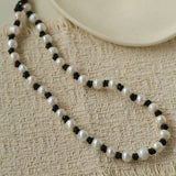 Natural Pearl Knotted Leather Necklace
