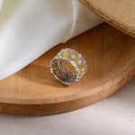 Two-Tone Clover Pavé Lace Band Ring - styled view | Floysun