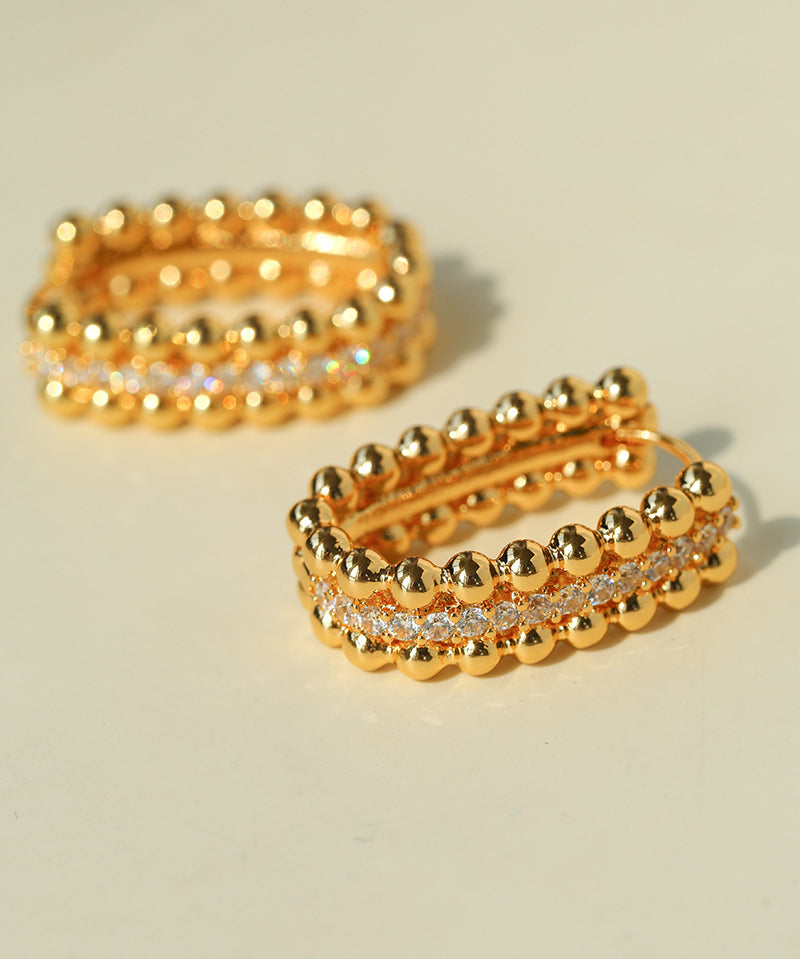 Round Bead Zircon Arc Earrings