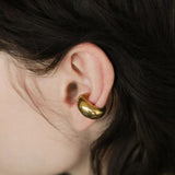 Vintage Japanese-Style 925 Silver Chunky C-Shaped Ear Cuff