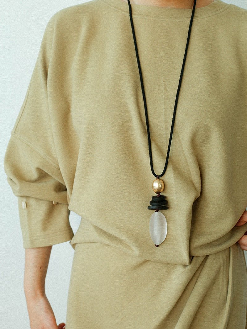 Abstract Geometric Long Pendant Necklace - floysun