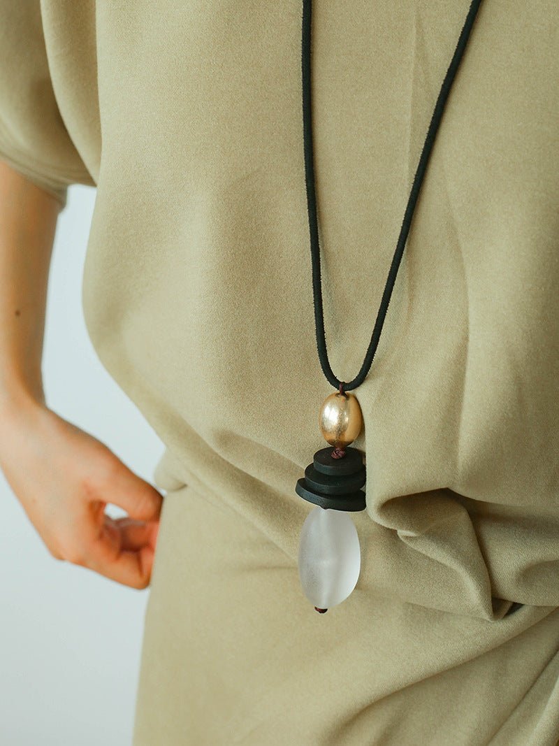 Abstract Geometric Long Pendant Necklace - floysun