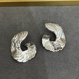 Abstract Wave Texture Statement Earrings - floysun