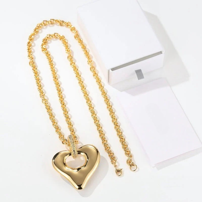 Japanese Minimalist Polished Heart Pendant Necklace