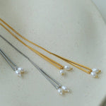 Adjustable Pull-Tab Freshwater Pearl Y-Shape Snake Chain Necklace - floysun