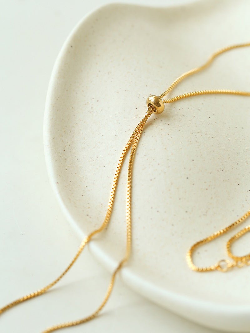 Adjustable Pull-Tab Freshwater Pearl Y-Shape Snake Chain Necklace - floysun