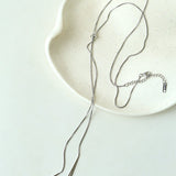 Adjustable Pull-Tab Freshwater Pearl Y-Shape Snake Chain Necklace - floysun