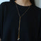 Adjustable Pull-Tab Freshwater Pearl Y-Shape Snake Chain Necklace - floysun