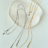 Adjustable Pull-Tab Freshwater Pearl Y-Shape Snake Chain Necklace - floysun