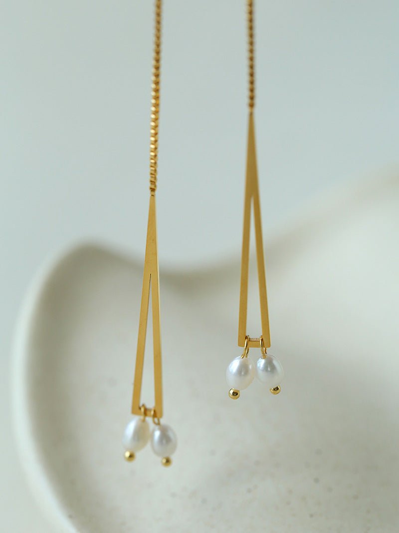 Adjustable Pull-Tab Freshwater Pearl Y-Shape Snake Chain Necklace - floysun