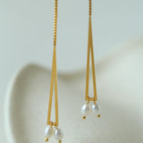 Adjustable Pull-Tab Freshwater Pearl Y-Shape Snake Chain Necklace - floysun