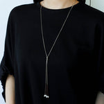 Adjustable Pull-Tab Freshwater Pearl Y-Shape Snake Chain Necklace - floysun