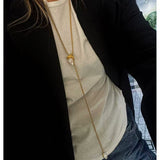 Adjustable Pull Texture Gold Hoop Double Baroque Pearl Y-Lariat Long Necklace - floysun
