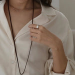 Adjustable Suede Cord Long Oval Pendant Necklace 925 Sterling Silver - floysun