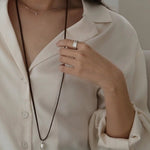 Adjustable Suede Cord Long Oval Pendant Necklace 925 Sterling Silver - floysun