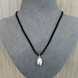 Adjustable Suede Cord Long Oval Pendant Necklace 925 Sterling Silver - floysun
