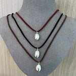 Adjustable Suede Cord Long Oval Pendant Necklace 925 Sterling Silver - floysun