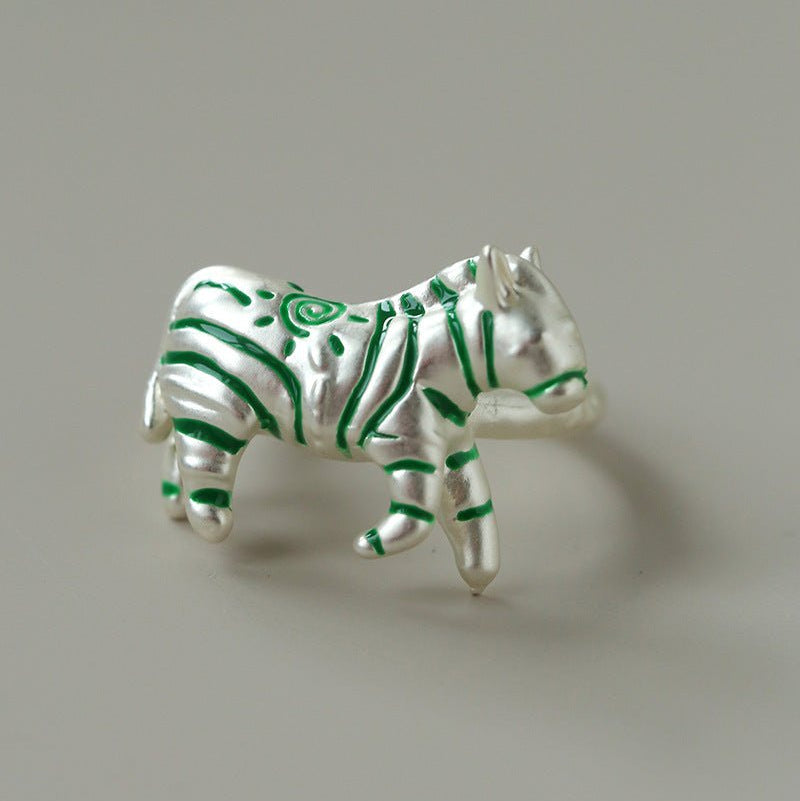 Adjustable Zebra Enamel Open Ring - floysun