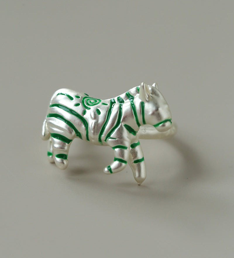 Adjustable Zebra Enamel Open Ring - floysun