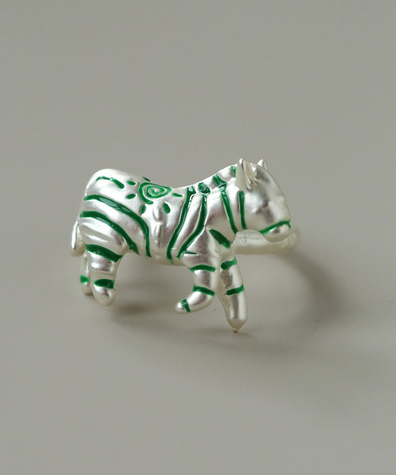 Adjustable Zebra Enamel Open Ring - floysun