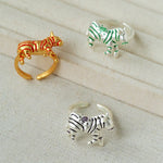Adjustable Zebra Enamel Open Ring - floysun