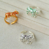 Adjustable Zebra Enamel Open Ring - floysun