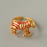 Adjustable Zebra Enamel Open Ring - floysun