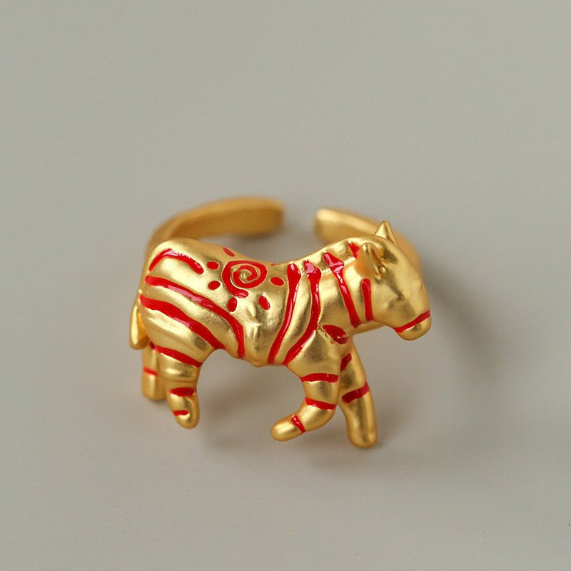 Adjustable Zebra Enamel Open Ring - floysun