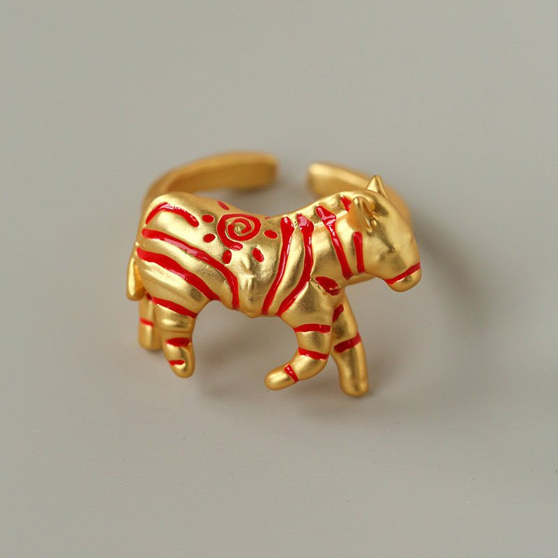 Adjustable Zebra Enamel Open Ring - floysun