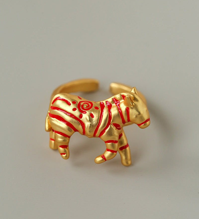 Adjustable Zebra Enamel Open Ring - floysun