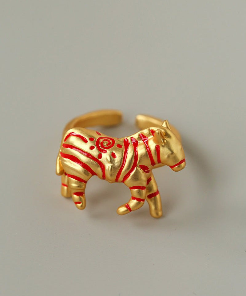Adjustable Zebra Enamel Open Ring - floysun
