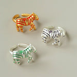 Adjustable Zebra Enamel Open Ring - floysun