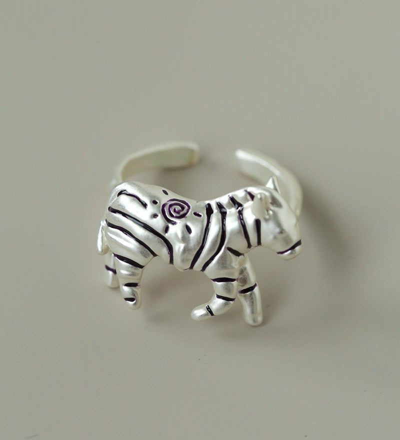 Adjustable Zebra Enamel Open Ring - floysun