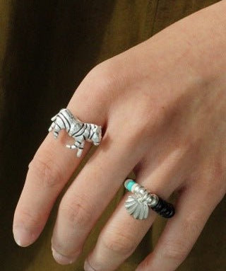 Adjustable Zebra Enamel Open Ring - floysun