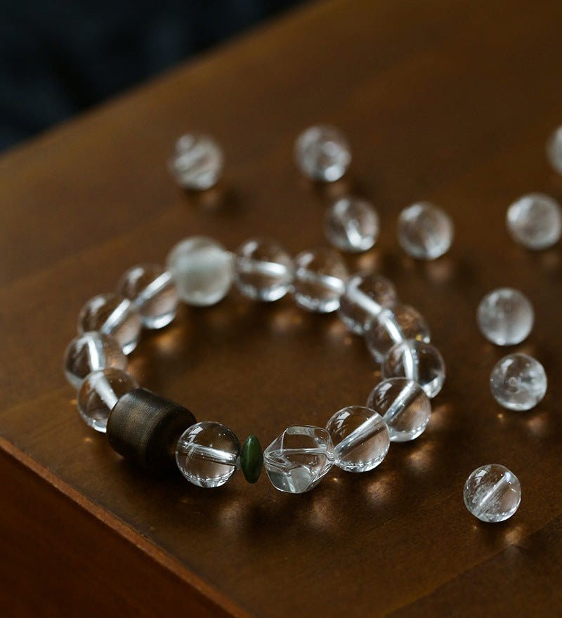 Agarwood Beads White Crystal Citrine Stretch Bracelet - floysun