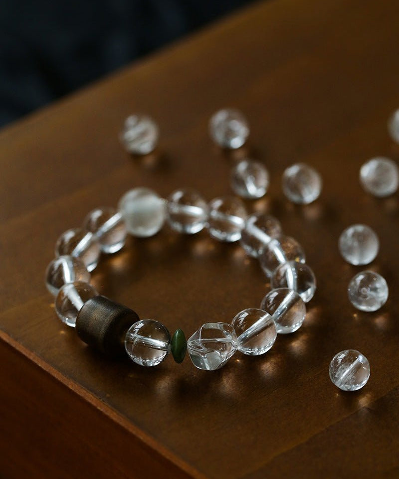 Agarwood Beads White Crystal Citrine Stretch Bracelet - floysun