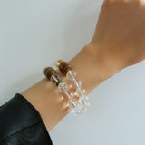 Agarwood Beads White Crystal Citrine Stretch Bracelet - floysun