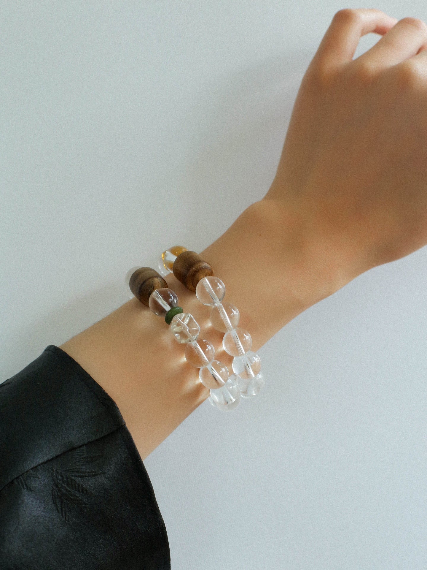 Agarwood Beads White Crystal Citrine Stretch Bracelet - floysun