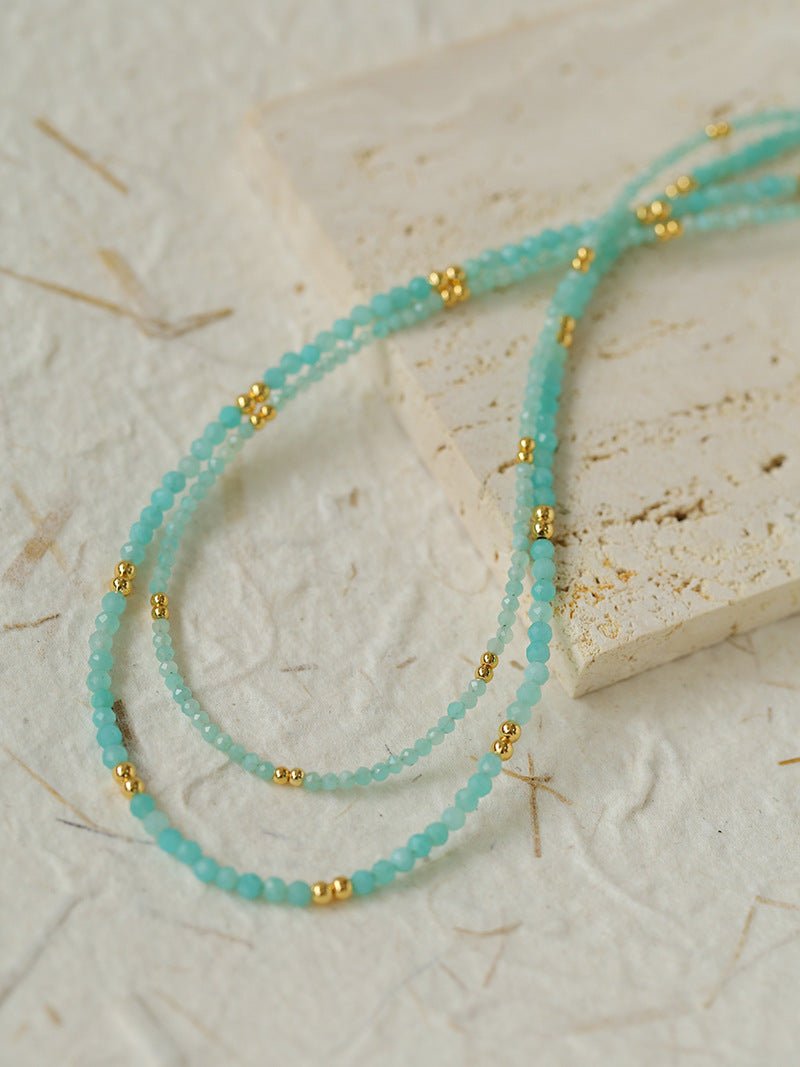 257542 Amazonite and Gold Bean Beaded Necklace – floysun