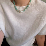 Amazonite & Baroque Pearl Beaded Necklace - floysun