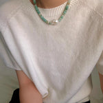 Amazonite & Baroque Pearl Beaded Necklace - floysun