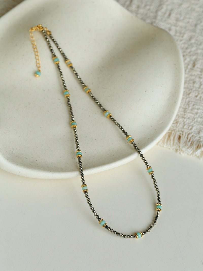 Amazonite & Pyrite Beaded Necklace - floysun